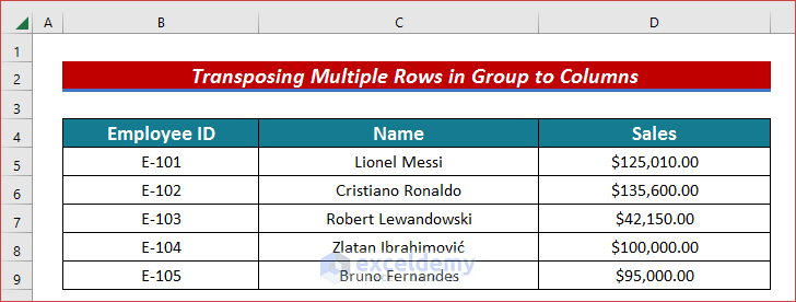 Excel Transpose Multiple Rows in Group to Columns