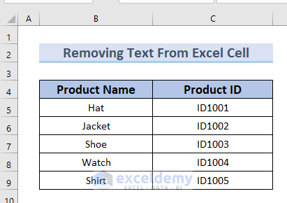 Dataset to Remove Text from Excel Cell