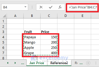 Select the source sheet cells