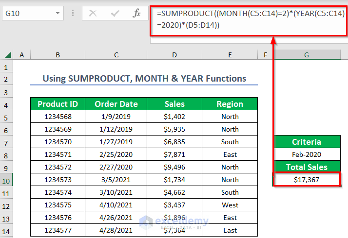 Doing SUMIF with MONTH and YEAR Functions
