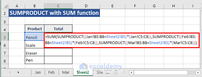 Full formula of SUMPRODUCT and SUM combination