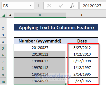 Results for Using Text to Columns Feature