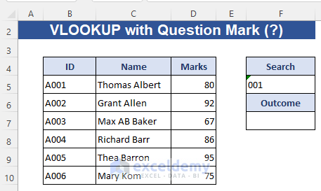 Question Mark with VLOOKUP