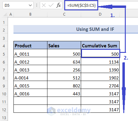 Using Nested IF and SUM for Excel Cumulative Sum with Condition