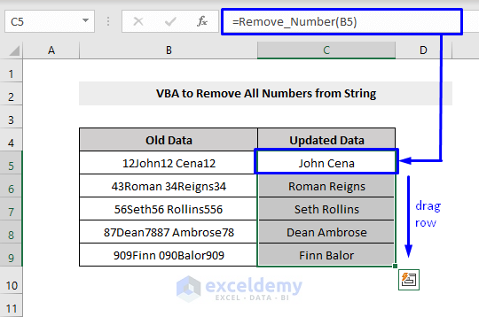 result of vba remove all numbers from string