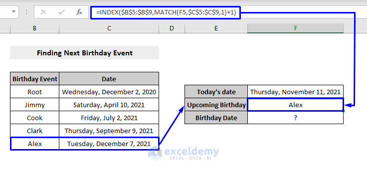 vlookup closest match to find event name