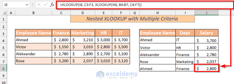 Nested XLOOKUP (Another Way)