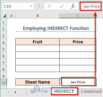 Use of INDIRECT Function for Calling Another Sheet in Excel