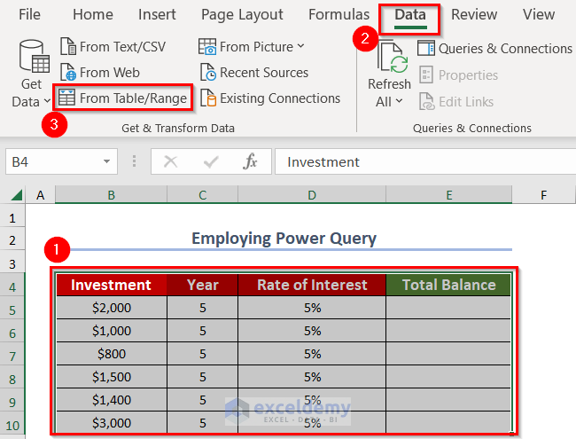 Applying Power Query to Make Data Table in Excel