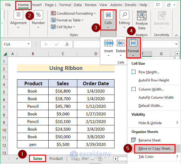 How to Use Ribbon to Copy a Sheet in Excel