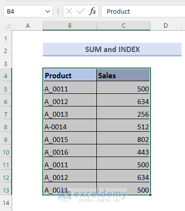 Using SUM and INDEX for Excel Cumulative Sum If Condition Applied