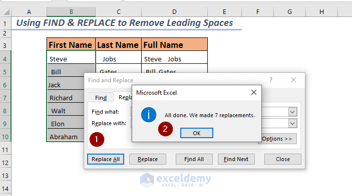 Replace spaces Using FIND and REPLACE