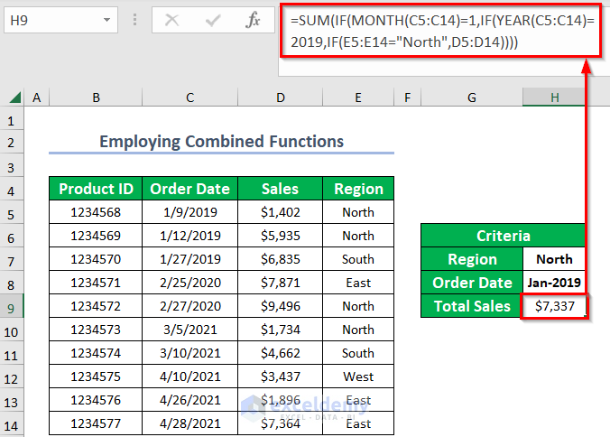How to Do SUMIF by Month and Year Using Combined Functions