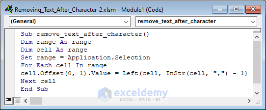 Insert code in Module window