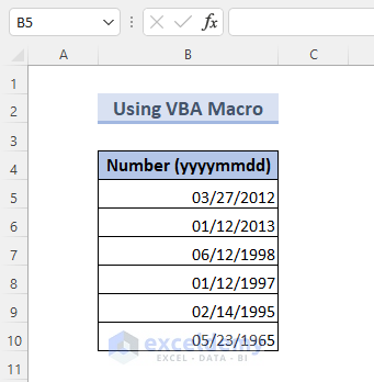 Result of using VBA macro