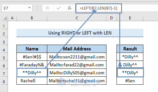 Removing single character using LEFT and LEN