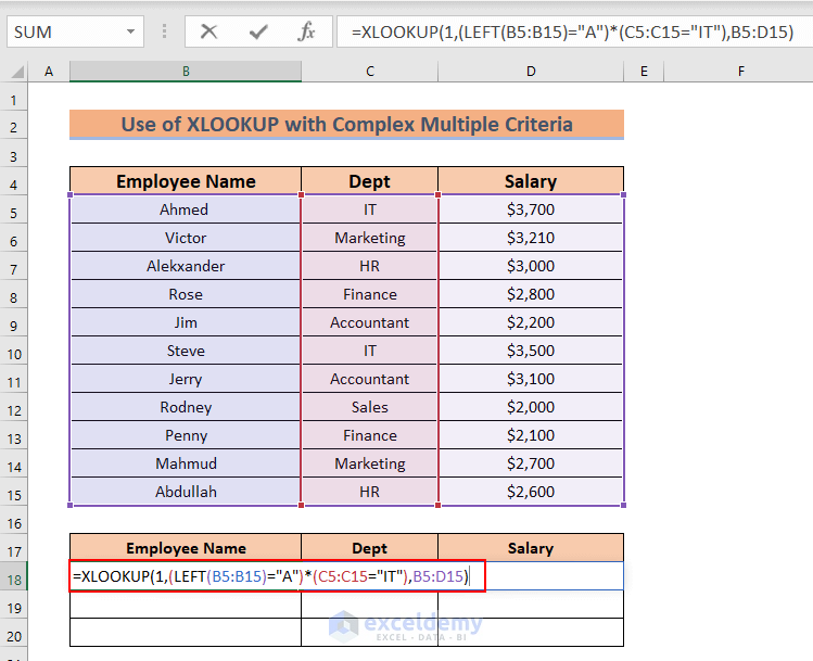 Use of XLOOKUP with Complex Multiple Criteria
