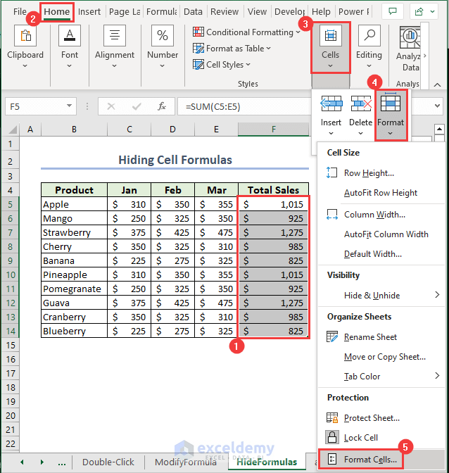 click Format cells after selecting range