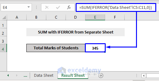 iferror sum in result sheet