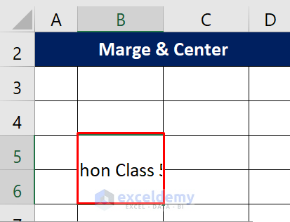 Merge & Center Command to Make Two Line in One Cell
