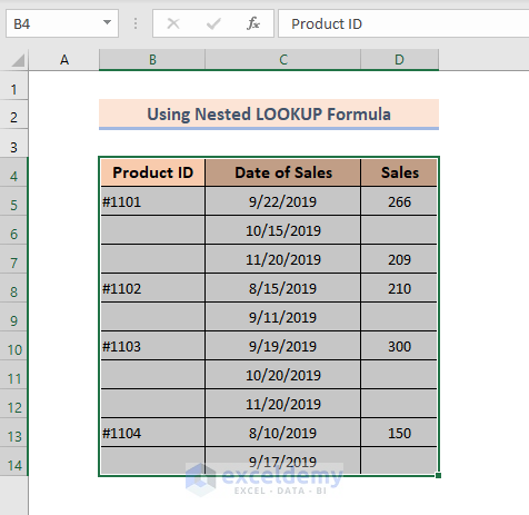 Selecting data range for using nested lookup formula