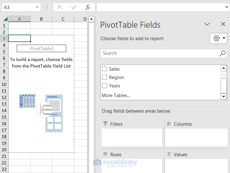 Generated Pivot Table Fields
