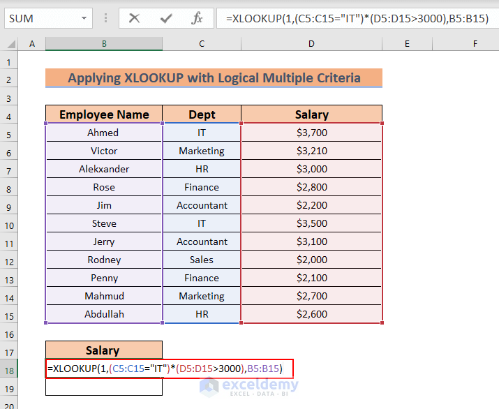 Applying XLOOKUP with Logical Multiple Criteria