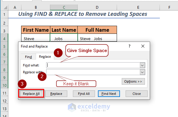 Removing Single spaces Using FIND and REPLACE