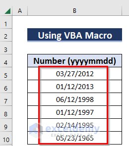 Converted Number (YYYYMMDD) to Date Format with VBA Code