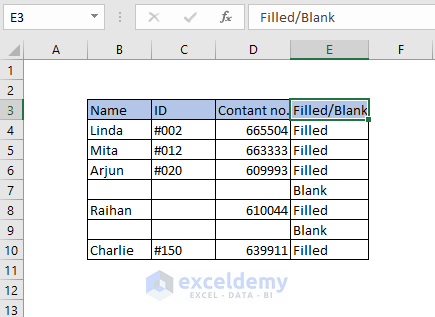 Adding column filled or blank to the dataset