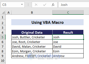 VBA macro removing text after first character