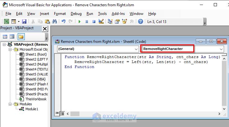 Using VBA to remove character