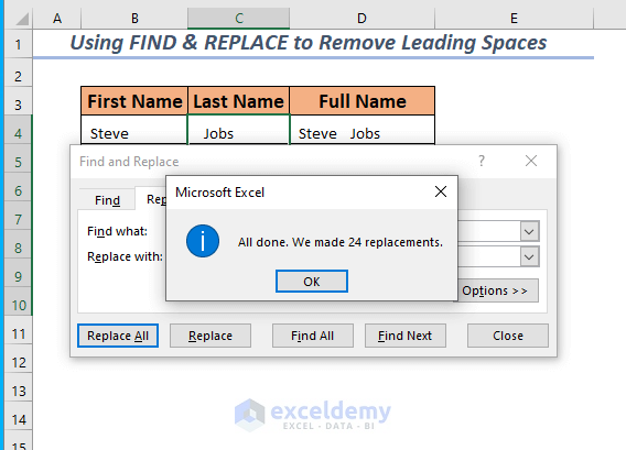Removing Single spaces Using FIND and REPLACE