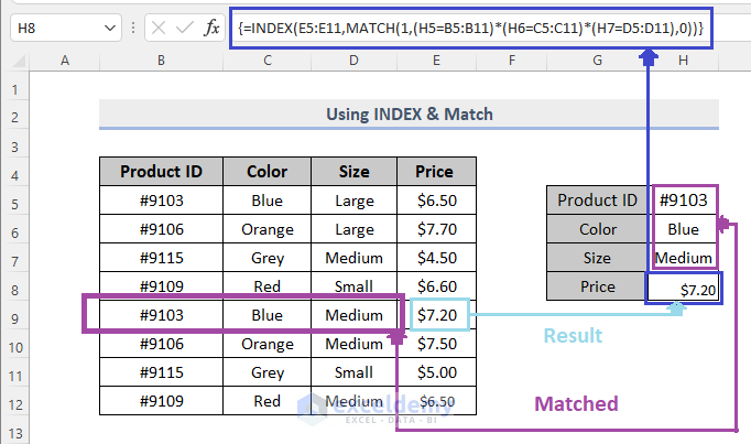 Result of nested INDEX and MATCH formula