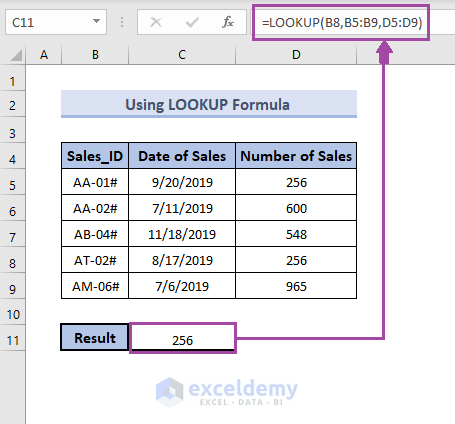 Using LOOKUP Formula to Lookup Value in Column and Return Value of Another Column