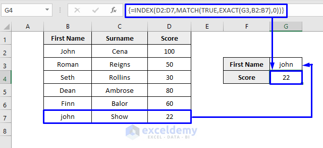 index and match function to make vlookup case sensitive