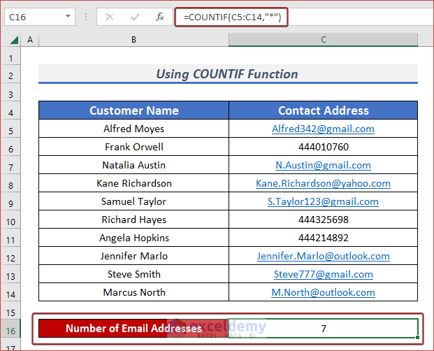 Use COUNTIF Function to Count If Cell Contains Text in Excel
