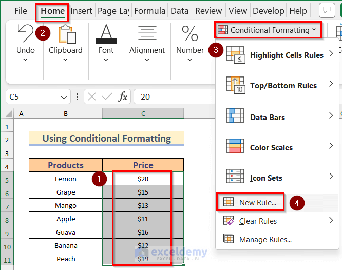 Using Conditional Formatting to Highlight Highest Value in Column in Excel