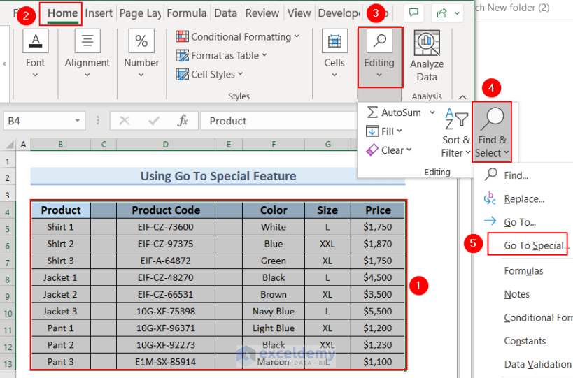Using Go To Special Featue to Delete Unused Columns in Excel