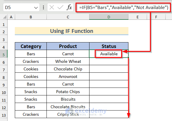 Using IF Function to Check If Cell Contains Text Then Return Value in Excel