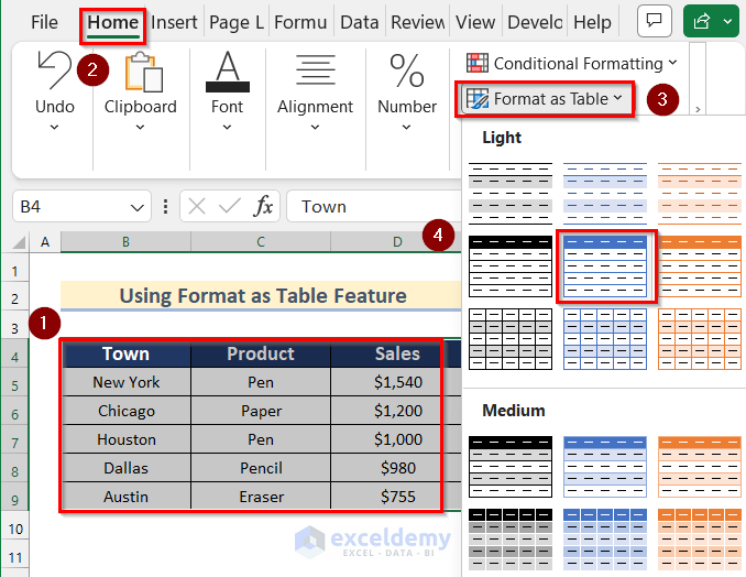 Ways to Make a Table in Excel