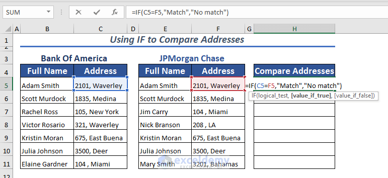 Using IF to Compare Addresses