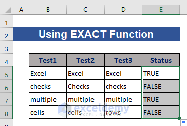 AND and EXCAT function result after checking multiple cells