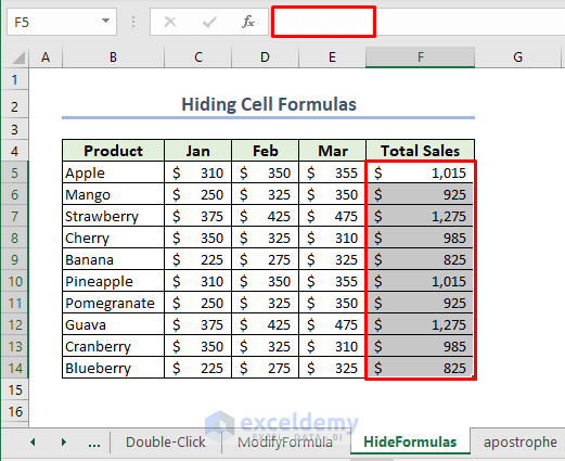 formula bar showing blanks instead of formulas