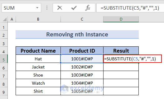Using SUBSTITUTE Function for nth Instance