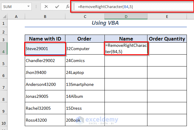 Using VBA to remove character