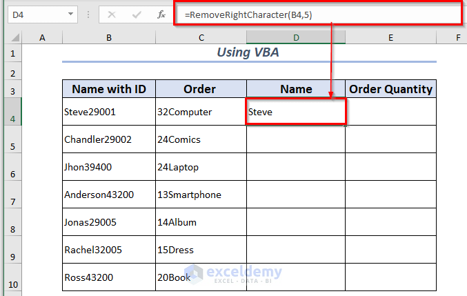 Using VBA to remove character