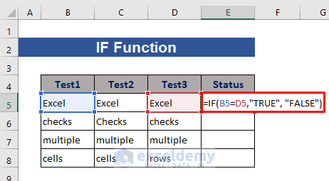 Apply IF function to check if multiple cells are equal