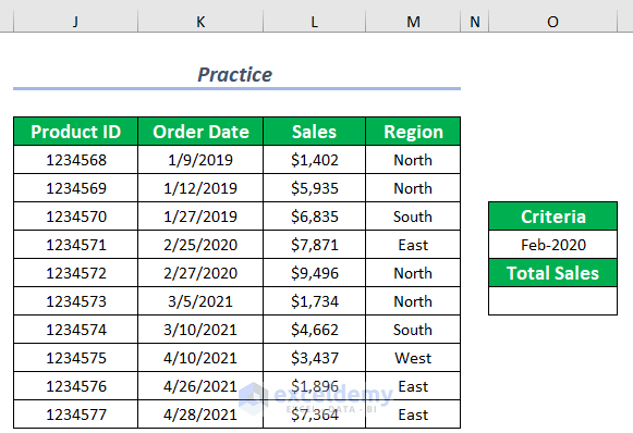 Practice Section to Do SUMIF by Month and Year in Excel