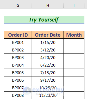 Practice Section to Convert Order Date to Month